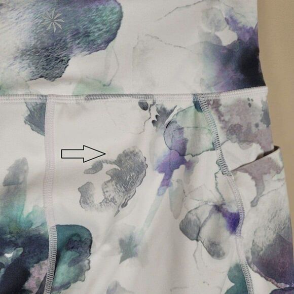 Athleta Size S Floral Mudra Capri Mesh Crop Leggings White Green Purple - Picture 9 of 12